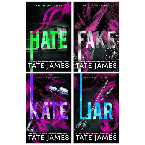 Madison Kate Series 4 Books Collection Set by Tate James (Hate, Liar, Fake & Kate)