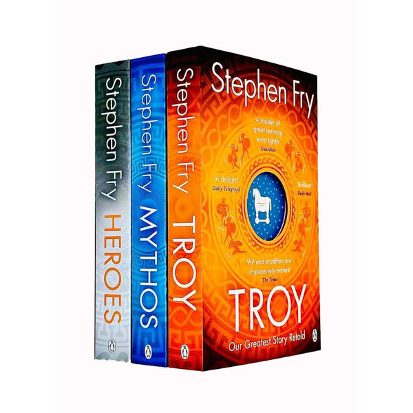 Stephen Fry Greek Myths Series Collection 3 Books Set (Troy, Heroes, Mythos)