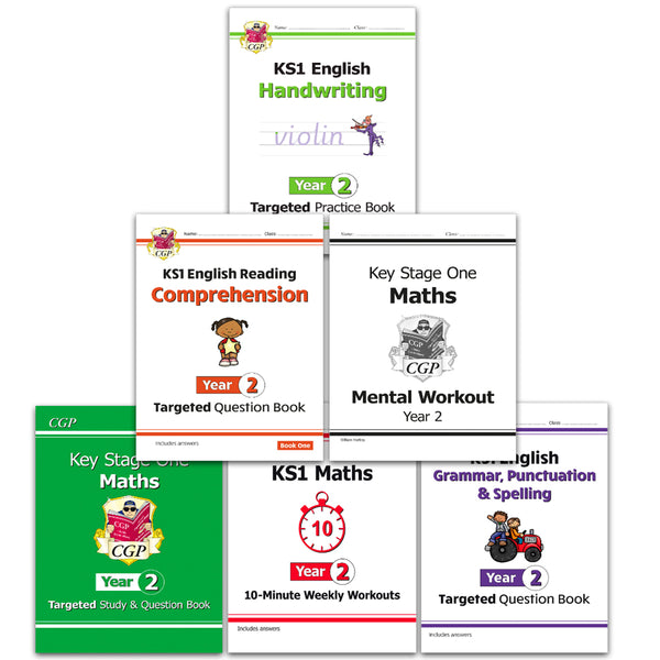 Year 2 Maths and English Home Learning Workbook 6 Books Bundle for Age 6 to 7 KS1