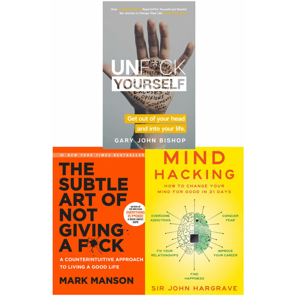 Mind Hacking, Unf*Ck Yourself, The Subtle Art Of Not Giving A F*Ck 3 Books Collection Set