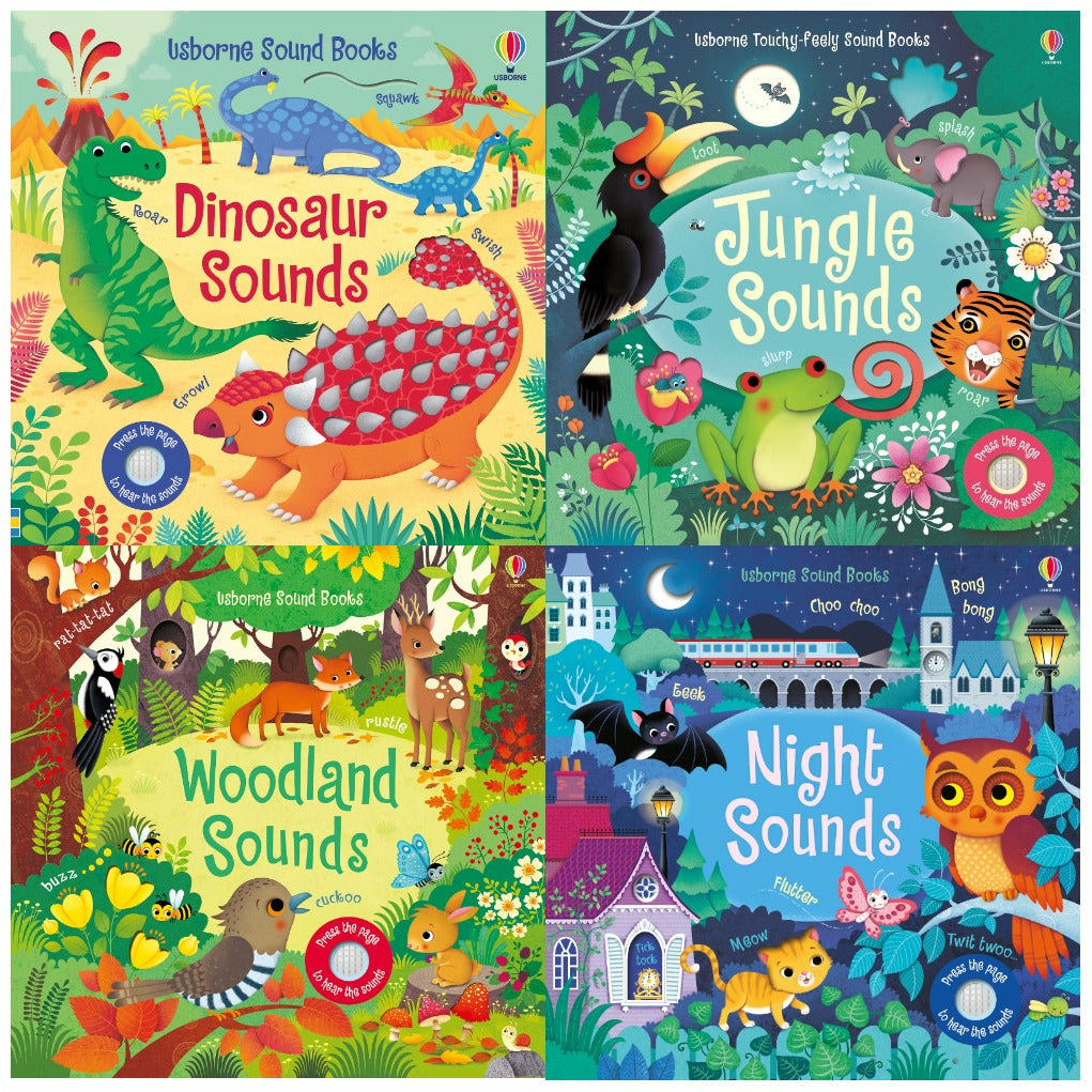 Usborne Sound Books Series 1 Collection 4 Books Set Jungle, Dinosaur