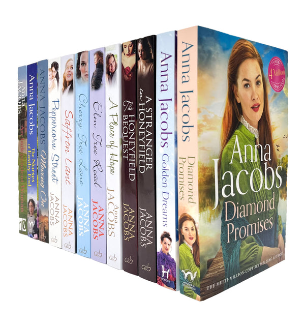 Anna Jacobs 12 Books Collection Set (Diamond Promises, Golden Dreams, A Stranger in Honeyfield, The Honeyfield Bequest and MORE)