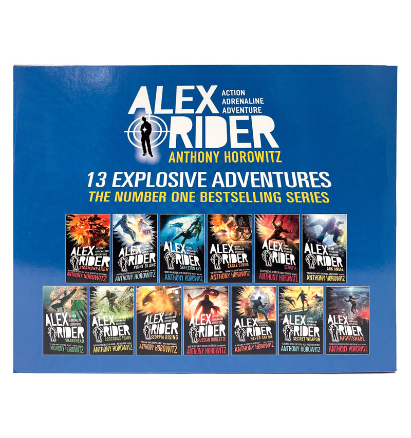 ["9781406399158", "alex rider", "alex rider book series", "alex rider books", "alex rider books in order", "alex rider box set", "alex rider series", "anthony horowitz", "anthony horowitz alex rider", "anthony horowitz alex rider books", "anthony horowitz books", "anthony horowitz new book", "ark angel", "children bestselling books", "children books", "children collection", "children gift set", "Childrens Books (11-14)", "cl0-PTR", "crocodile tears", "eagle strike", "never say die", "point blanc", "rider books", "russian roulette", "scorpia", "scorpia rising", "skeleton key", "snakehead", "stormbreaker", "young adults"]