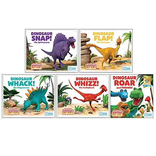 The World of Dinosaur Roar Series Books 5-8 With World Book Day 5 Books Collection Set by Peter Curtis (Snap, Flap, Whack, Whizz and [Paperback] Dinosaur Roar and Friends World Book Day)