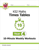 CGP KS2 Year 4 10-Minute Weekly Workout Bundle – Ages 8-9 (Maths, English, Times Tables, Spelling and Vocabulary)