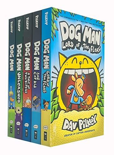 [Hardcover] Dog Man Series 1-5 Books Collection Set By Dav Pilkey (Dog Man, Unleashed, A Tale of Two Kitties, Dog Man and Cat Kid, Lord of the Fleas)
