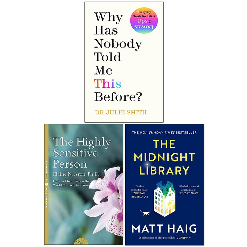 ["9789124186364", "contemporary fiction", "Contemporary Fiction Books", "Dr Julie Smith", "Elaine N. Aron", "Family & Lifestyle Depression", "Higher Education of Biological Sciences", "Lifestyle Depression", "literary fiction", "Literary Fiction Book", "Literary Fiction Books", "psychological fiction", "Psychological Schools of Thought", "Self Help Stress Management", "Specific Psychological Topics", "The Highly Sensitive Person", "the midnight library", "Why Has Nobody Told Me This Before"]