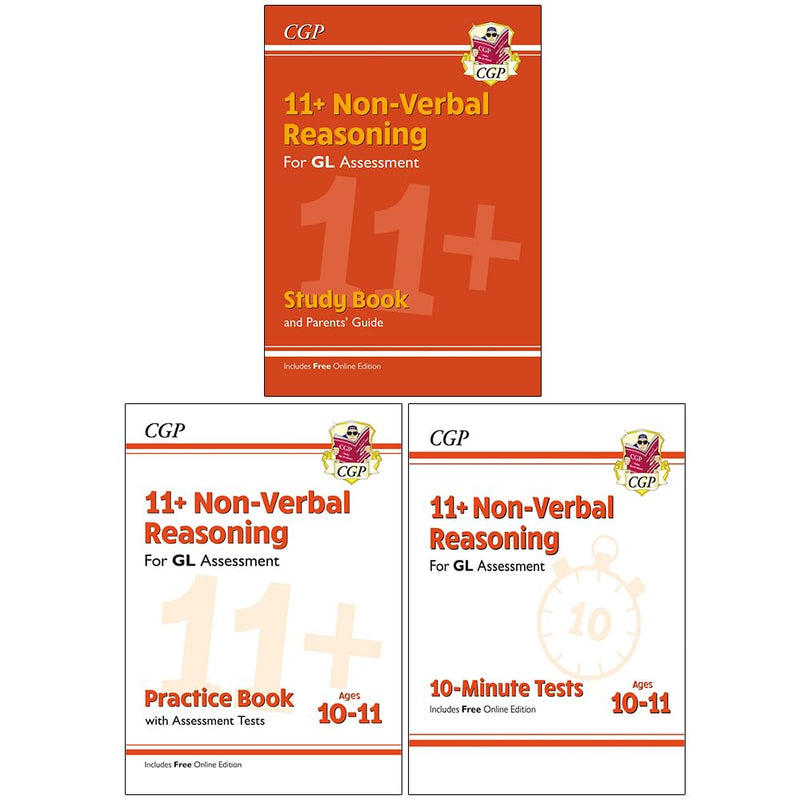 ["11+", "9781789089974", "cgp", "cgp book collection", "cgp book collection set", "cgp books", "cgp collection", "CGP study book", "Educational Study Book", "gl assessment", "gl assessment book", "gl assessment revision", "gl assessment set", "non verbal reasoning", "non verbal reasoning guide", "non verbal reasoning revision", "Revision Guide", "Study and Revision guide", "study book", "Study Guide", "Study Guides"]