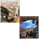 Harry Potter Illustrated Edition Collection 2 Books Set By J.K. Rowling (Harry Potter and the Goblet of Fire, Harry Potter and the Order of the Phoenix)