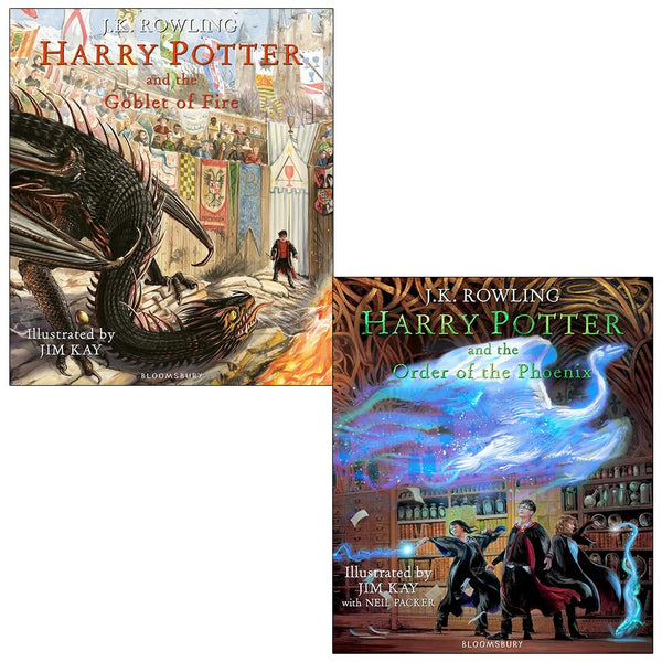 Harry Potter Illustrated Edition Collection 2 Books Set By J.K. Rowling (Harry Potter and the Goblet of Fire, Harry Potter and the Order of the Phoenix)