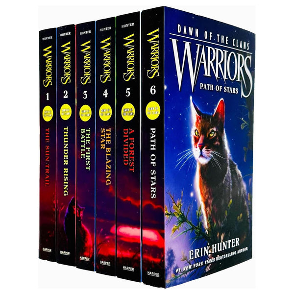 Warriors Cats Dawn of The Clans Prequel Book 1-6 Series 6 Books Collection Set By Erin Hunter(The Sun Trail, Thunder Rising, The First Battle, The Blazing Star, A Forest Divided & Path of Stars)