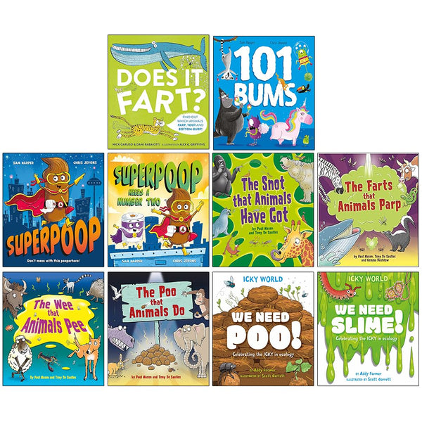 Superpoop Picture 10 Books Collection Set( Superpoop, 101 Bums, Superpoop Needs a Number Two, Does it Fart?, The Poo That Animals Do & More)