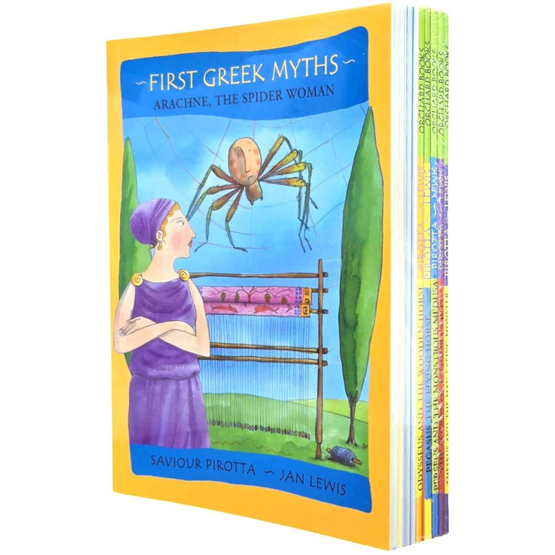 ["9781408374566", "Ancient Greece", "Arachne The Spider Woman", "Arion The Dolphin Boy", "children books", "childrens books", "Childrens Books (5-7)", "Childrens Books (7-11)", "folk myths fairy tales", "Greek Myths", "Icarus The Boy Who Could Fly", "Jan Lewis", "Jason and The Golden Fleece", "King Midas's Goldfingers", "myths", "Myths for Children", "Odysseus and The Wooden Horse", "Pegasus The Flying Horse", "Perseus and The Monstrous Medusa", "Saviour Pirotta", "The Secret Of Pandora's Box", "Theseus and The Man-Eating Monster"]