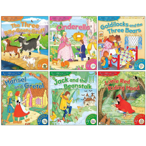 Favourite Tales Read Along With Me Collection 6 Books Set (The Three Billy-Goats Gruff, Cinderella, Goldilocks and the Three Bears, Hansel and Gretel, Jack and the Beanstalk, Little Red Riding Hood)