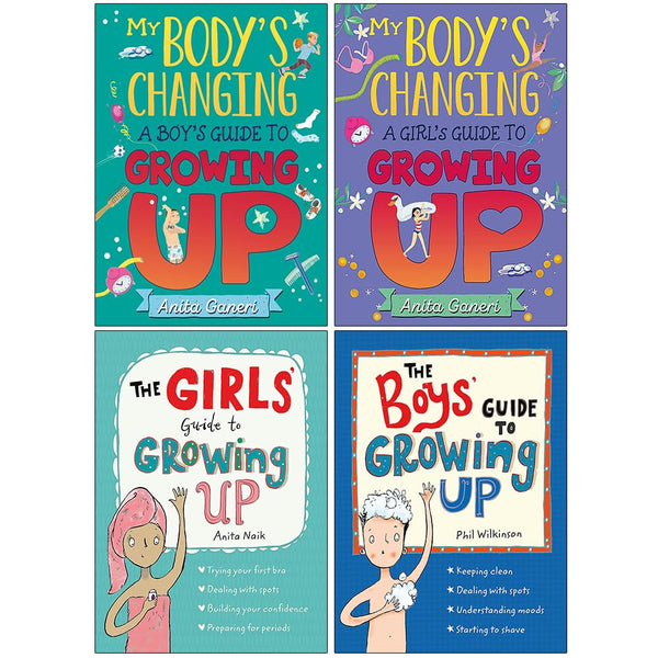 My Body's Changing & Guide to Growing Up Series 4 Books Collection Set By Anita Ganeri, Anita Naik, Phil Wilkinson (A Boy's Guide to Growing Up, A Girl's Guide to Growing Up, The Girls, The Boys)