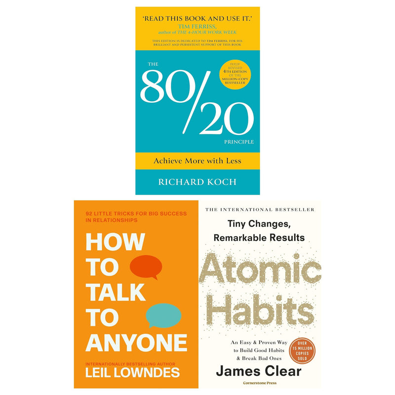 ["20th anniversary edition", "5 Mega Rules of Life", "92 little tricks for big success in relationships", "9780678464618", "Advantages for life", "Advice about future", "Atomic", "Atomic Habits", "atomic habits book", "atomic habits by james clear", "atomic habits james clear", "Bad ones", "Best Selling Single Books", "bestseller", "bestselling author", "bestselling books", "bestselling single books", "Build good habits", "Business Book", "Business Class book", "Business Management Skills", "business relationships", "cardinal rules", "Career and achieving success", "Career Tips", "cl0-PTR", "Cognition", "Cognitive Psychology", "Daily habit", "Discovered way", "Easy Way", "fiction books", "Fundamental", "Good Habit", "Habit development", "how to talk to anyone set", "International Bestseller Atomic Habits", "James Clear", "james clear atomic habits", "James Clear Book Collection", "James Clear Book Collection Set", "James Clear Books", "leil lowndes", "leil lowndes book set", "leil lowndes books", "leil lowndes collection", "leil lowndes how to talk to anyone", "leil lowndes how to talk to anyone books", "Olympic Gold medals", "personal development", "personal relationships", "Practical", "Principles of Life", "productivity and business classic", "Professional book", "Proven Way", "Remarkable Result", "Revolutionary system", "Secret of Achieving", "Secret Of success", "self controls", "Self success", "simple steps", "single", "single irreducible", "Tertiary Education", "The 80/20 Principle", "The 80/20 Principle by Richard Koch", "The life-changing"]