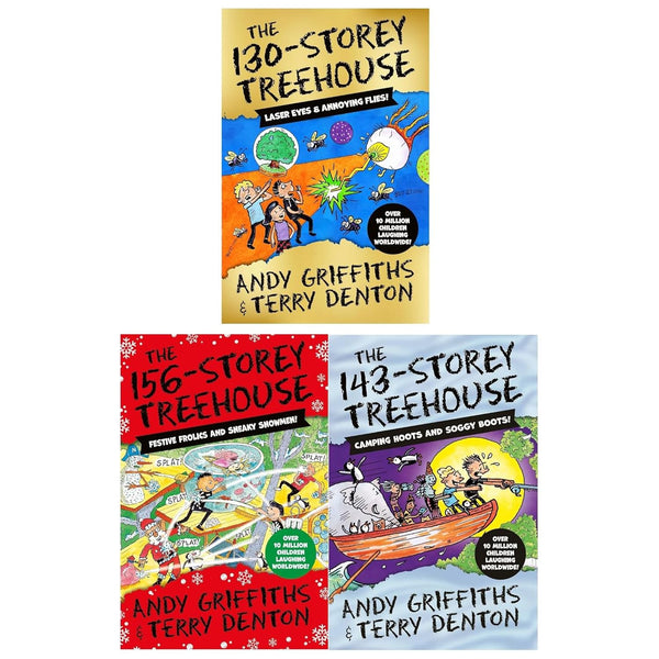 The Treehouse Series 3 Books Collection Set (The 130-Storey Treehouse, The 143-Storey Treehouse & The 156-Storey Treehouse) by Andy Griffiths & Terry Denton