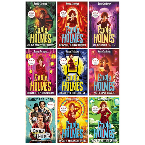 Enola Holmes 9 Books Collection Set (The Case of the Missing Marquess, The Case of the Left-Handed Lady, The Case of the Bizarre Bouquets, The Case of the Peculiar Pink Fan & 5 More)