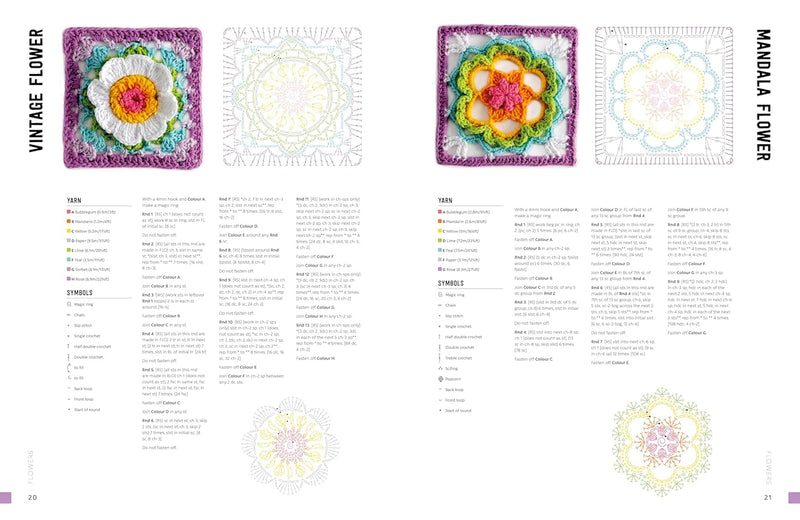 ["100 crochet patterns", "3D Granny Squares", "3D Granny Squares : 100 crochet patterns for pop-up granny squares", "animals", "Crochet", "crochet book", "crocheting books", "Fabrics", "Fauna", "Flora", "Floral Crafts", "flowers", "Food", "food and drink", "Holidays", "motif features a 3D element", "Motifs", "Needlework", "Needlework & Fabrics"]