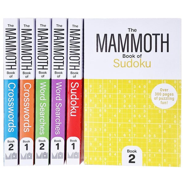 The Mammoth Book Of Crosswords, Word Searches And Sudoku 6 Books Collection Set (Crosswords Book 1 & 2, Word Searches Book 1 & 2 And Sudoku Book 1 & 2)