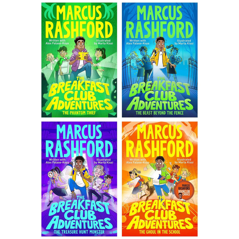 ["4 book collection for kids", "9780838394519", "adventure books for children", "bestselling kids series", "book set for kids aged 8-12", "books for 9 year olds", "books for reluctant readers", "Breakfast Club Adventures", "Breakfast Club Adventures book set", "British children's author", "chapter book series for kids", "chapter books for 8-12 year olds", "children's adventure stories", "children’s book box set", "diverse children’s books", "diverse middle grade books", "early reader chapter books", "empowering books for kids", "footballer turned author", "fun fiction for kids", "fun reading for kids", "inclusive kids books", "inspiring children’s stories", "kids book bundle", "kids detective series", "kids mystery adventure", "Marcus Rashford book series", "Marcus Rashford books", "Marcus Rashford children's books", "Marcus Rashford fiction", "Marcus Rashford storybooks", "Marcus Rashford young readers series", "middle grade fiction", "mystery books for kids", "mystery stories for children", "reading books for boys and girls", "school adventure books", "school mystery series", "school-based children's books", "teamwork and friendship books", "The Beast Beyond the Fence", "The Breakfast Club books", "The Ghoul in the School", "The Phantom Thief", "The Treasure Hunt Monster"]