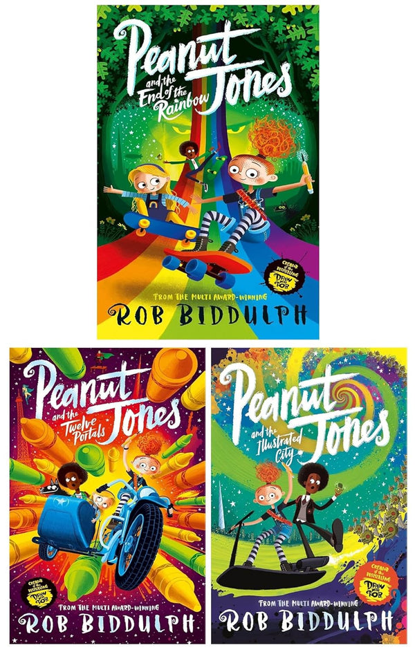 Peanut Jones Series 3 Books Collection Set by Rob Biddulph (The Illustrated City, The Twelve Portals, The End of the Rainbow)