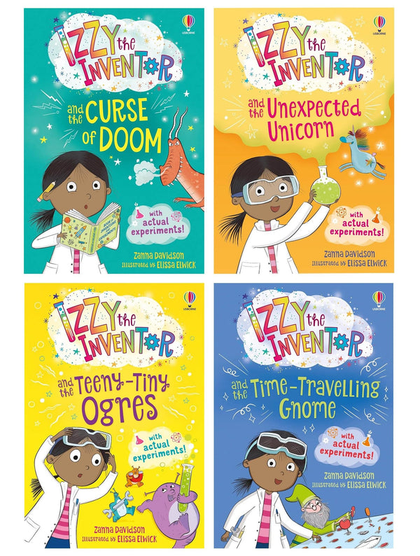 Izzy the Inventor Series By Zanna Davidson 4 Books Collection Set (The Unexpected Unicorn, The Curse of Doom, The Time Travelling Gnome and the Teeny Tiny Ogres)