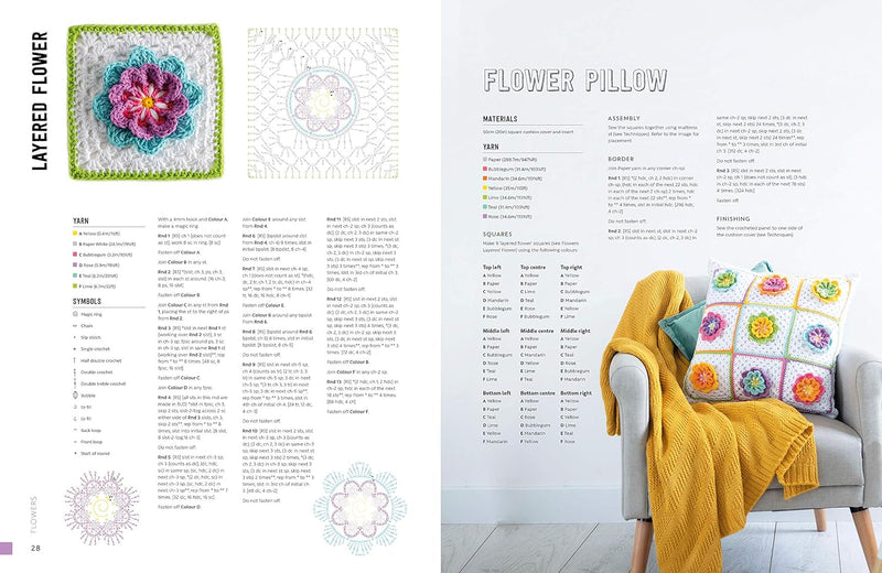 ["100 crochet patterns", "3D Granny Squares", "3D Granny Squares : 100 crochet patterns for pop-up granny squares", "animals", "Crochet", "crochet book", "crocheting books", "Fabrics", "Fauna", "Flora", "Floral Crafts", "flowers", "Food", "food and drink", "Holidays", "motif features a 3D element", "Motifs", "Needlework", "Needlework & Fabrics"]