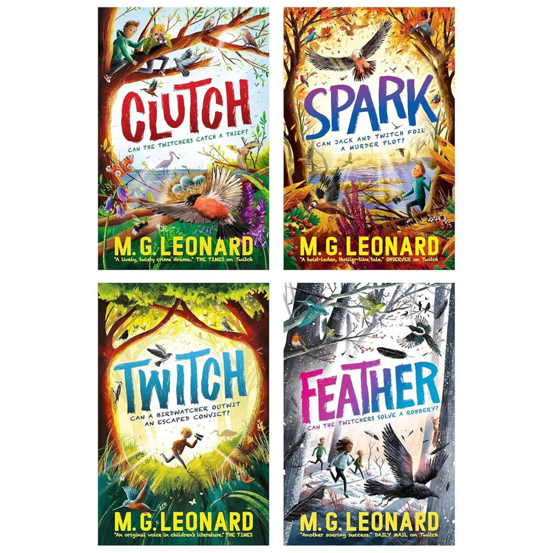 ["9780214923845", "Adventure", "adventure books", "adventure fiction", "adventure stories", "children adventure books", "childrens books", "Childrens Books (7-11)", "clutch", "fantasy adventure", "feather", "M G Leonard", "M G Leonard books", "M G Leonard collection", "M G Leonard series", "M G Leonard set", "M G Leonard twitcher", "mystery", "mystery books", "mystery fiction", "spark", "twitch", "twitcher", "twitcher series"]