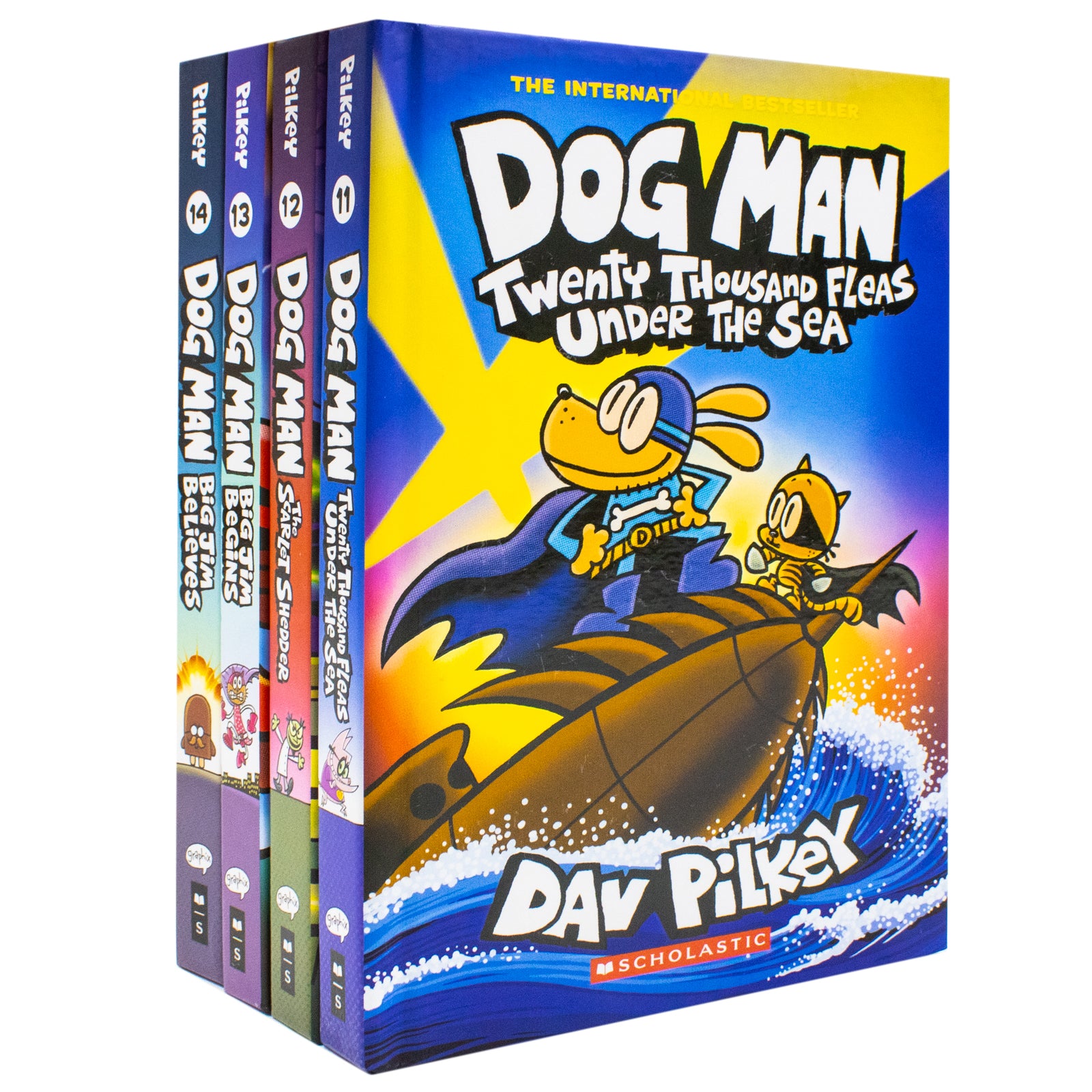Dog Man Series 11-14 Collection 4 Books Set By Dav Pilkey (Twenty Thou