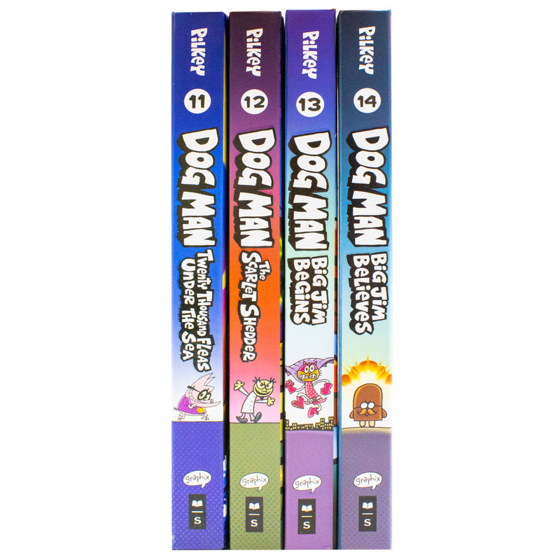 Dog Man Series 11-14 Collection 4 Books Set By Dav Pilkey (Twenty Thou