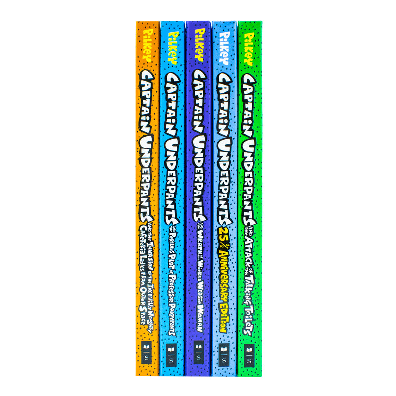 ["9781338603323", "Attack of the Talking Toilets", "Bad Battle of the Bionic Booger Boy PART 1", "Bad Battle of the Bionic Booger Boy PART 2", "captain underpants", "captain underpants box set", "captain underpants collection", "captain underpants series", "captain underpants set", "Childrens Books (7-11)", "Dav Pilkey", "dav pilkey book collection", "dav pilkey books", "dav pilkey captain underpants", "dav pilkey collection", "Invasion of the Incredibly Naughty Cafeteria Ladies from Outer Space", "Perilous Plot of Professor Poopypants", "Preposterous Plight of the Purple Potty People", "Revolting Revenge of the Radioactive Robo-Boxers", "Sensational Saga of Sir Stinks-A-Lot", "Terrifying Return of Tippy Tinkletrousers", "the adventures of captain underpants", "Tyrannical Retaliation of the Turbo Toilet 2000", "Wrath of the Wicked Wedgie Woman"]