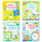 Children Usborne Educational Workbooks 4 Books Set (Addition & Subtraction, Times Tables, Telling the Time, Multiplying Dividing)