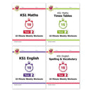 CGP KS1 Year 2 10-Minute Weekly Workout Bundle – Ages 6-7 (Maths, English, Times Tables, Spelling and Vocabulary)