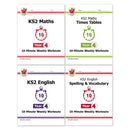 CGP KS2 Year 4 10-Minute Weekly Workout Bundle – Ages 8-9 (Maths, English, Times Tables, Spelling and Vocabulary)