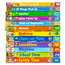 Cocomelon Little Learners Pocket Library 12 Board Books Collection Set (Animals, Fruit And Vegetables, When I Grow Up,Weather,Things That Go,Days of the Week,Family Time,School Time,Playtime and More)