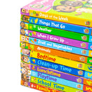 Cocomelon Little Learners Pocket Library 12 Board Books Collection Set (Animals, Fruit And Vegetables, When I Grow Up,Weather,Things That Go,Days of the Week,Family Time,School Time,Playtime and More)