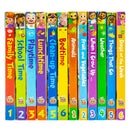 Cocomelon Little Learners Pocket Library 12 Board Books Collection Set (Animals, Fruit And Vegetables, When I Grow Up,Weather,Things That Go,Days of the Week,Family Time,School Time,Playtime and More)