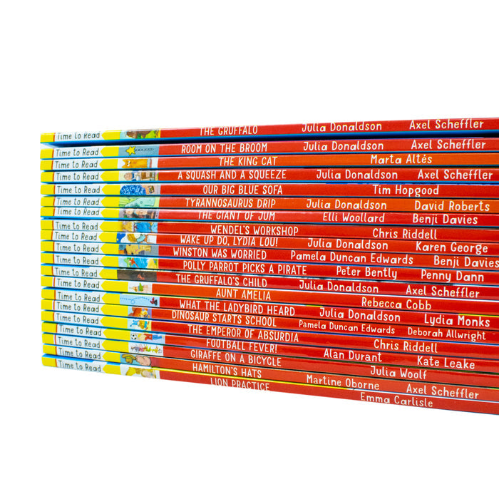 ["9781529006018", "A Squash and a Squeeze", "Aunt Amelia", "Children educational books set", "Childrens Books (5-7)", "cl0-CERB", "Dinosaur Starts School", "Football Fever", "Giraffe on a Bicycle", "Hamilton's Hats", "Infants", "Lion Practice", "Our Big Blue Sofa", "Polly Parrot Picks a Pirate", "Room on the Broom", "The Emperor of Absurdia", "The Giant of Jum", "The Gruffalo", "The Gruffalos Child", "The King Cat", "Time To Read Collection", "Tyrannosaurus Drip", "Tyrannosaurus Drop", "Wake Up Do Lydia Lou", "Wendel's Workshop", "What the Ladybird Heard", "Winston was Worried"]