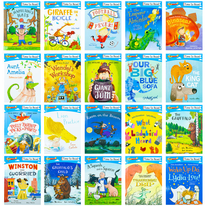 ["9781529006018", "A Squash and a Squeeze", "Aunt Amelia", "Children educational books set", "Childrens Books (5-7)", "cl0-CERB", "Dinosaur Starts School", "Football Fever", "Giraffe on a Bicycle", "Hamilton's Hats", "Infants", "Lion Practice", "Our Big Blue Sofa", "Polly Parrot Picks a Pirate", "Room on the Broom", "The Emperor of Absurdia", "The Giant of Jum", "The Gruffalo", "The Gruffalos Child", "The King Cat", "Time To Read Collection", "Tyrannosaurus Drip", "Tyrannosaurus Drop", "Wake Up Do Lydia Lou", "Wendel's Workshop", "What the Ladybird Heard", "Winston was Worried"]