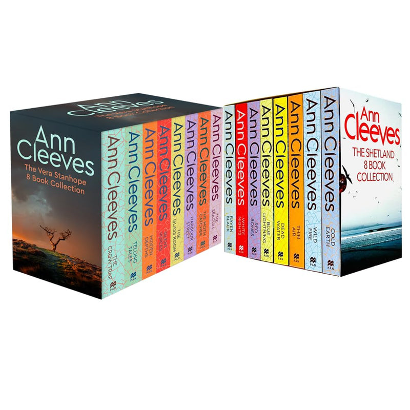 ["9789526529400", "Adult Fiction (Top Authors)", "ann cleeves", "Ann Cleeves Shetland", "ann cleeves shetland collection", "Ann Cleeves Shetland Vera", "blue lightning", "cold earth", "dead water", "Harbour Street", "Hidden Depths", "pan", "raven black", "red bones", "shetland quartet collection", "shetland series", "Silent Voices", "Telling Tales", "The Crow Trap", "The Glass Room", "The Moth Catcher", "The Seagull", "thin air", "white nights", "Wild Fire"]