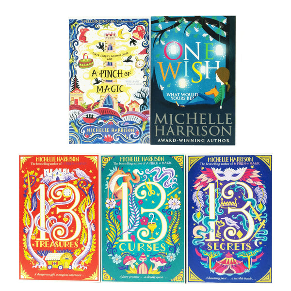Michelle Harrison Collection 5 Books Set (One Wish, The Thirteen Treasures, The Thirteen Curses, The Thirteen Secrets and A Pinch of Magic)