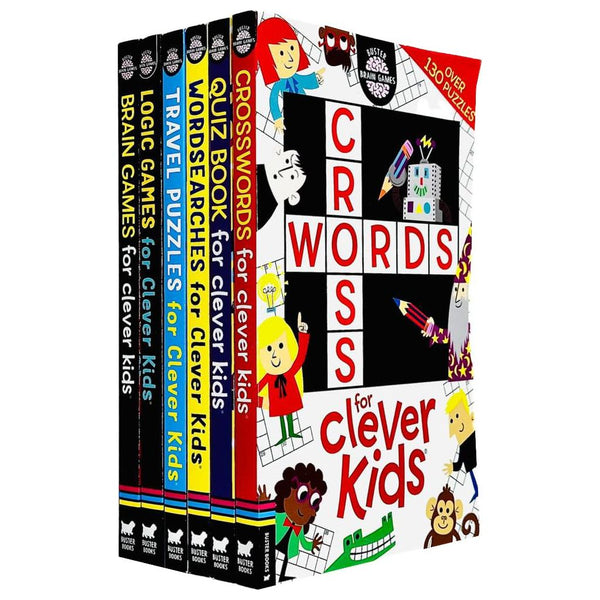 Brain Games Clever Kids 6 Books Collection Set (Brain Games, Travel Puzzle, Crosswords, Logic Games, WordSearches & Quiz Book)