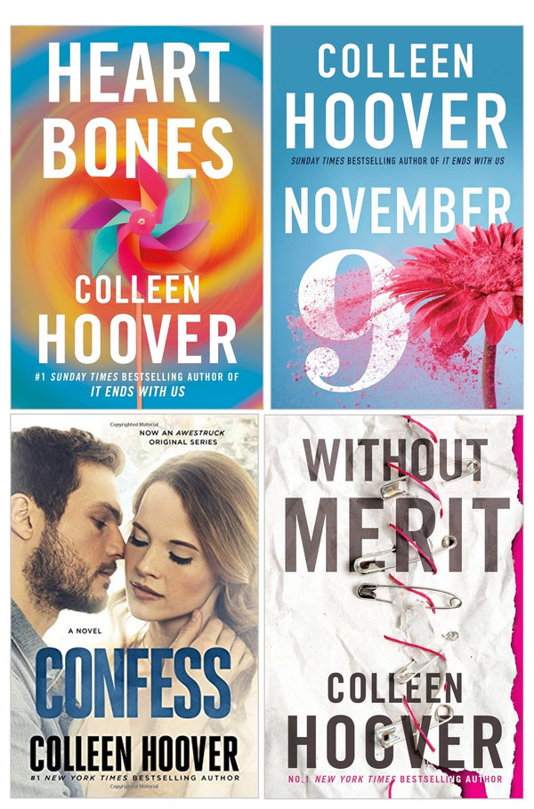 Colleen Hoover Collection 4 Books Set (Heart Bones, November 9, Without Merit, Confess)