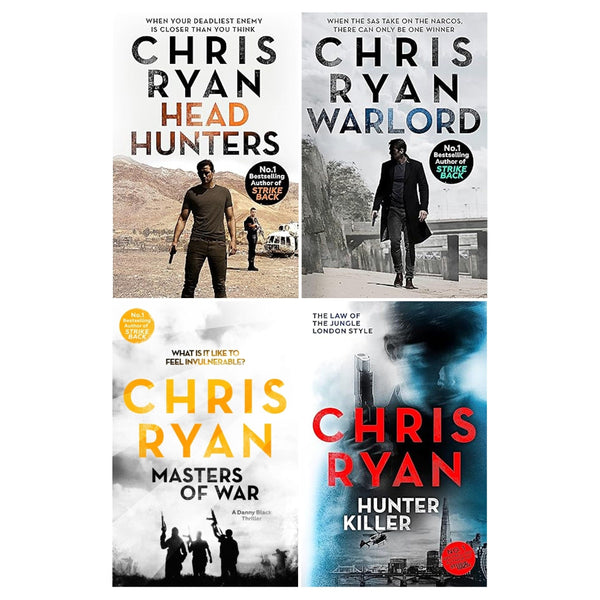 Chris Ryan Danny Black Thrillers 4 Books Set (Head Hunters, Hunter Killer, Masters of War, Warlord)