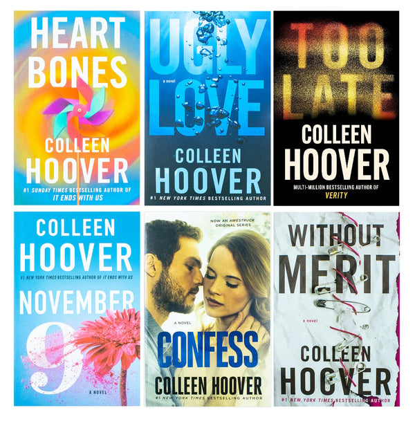 Colleen Hoover Collection 6 Books Set (Heart Bones, Without Merit, November 9, Ugly Love, Too Late, Confess)