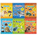 DK Ultimate Sticker Books Series 6 Books Set (Animals, Bugs, Farm, Sharks, Tractor, Dinosaurs)