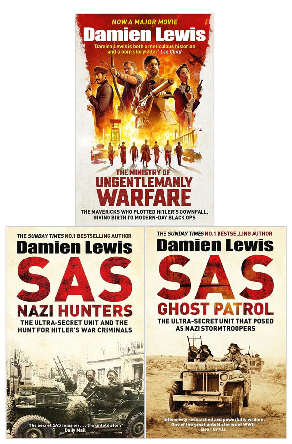 Damien Lewis 3 Books Collection Set (The Ministry of Ungentlemanly Warfare, SAS Ghost Patrol, SAS Nazi Hunters)