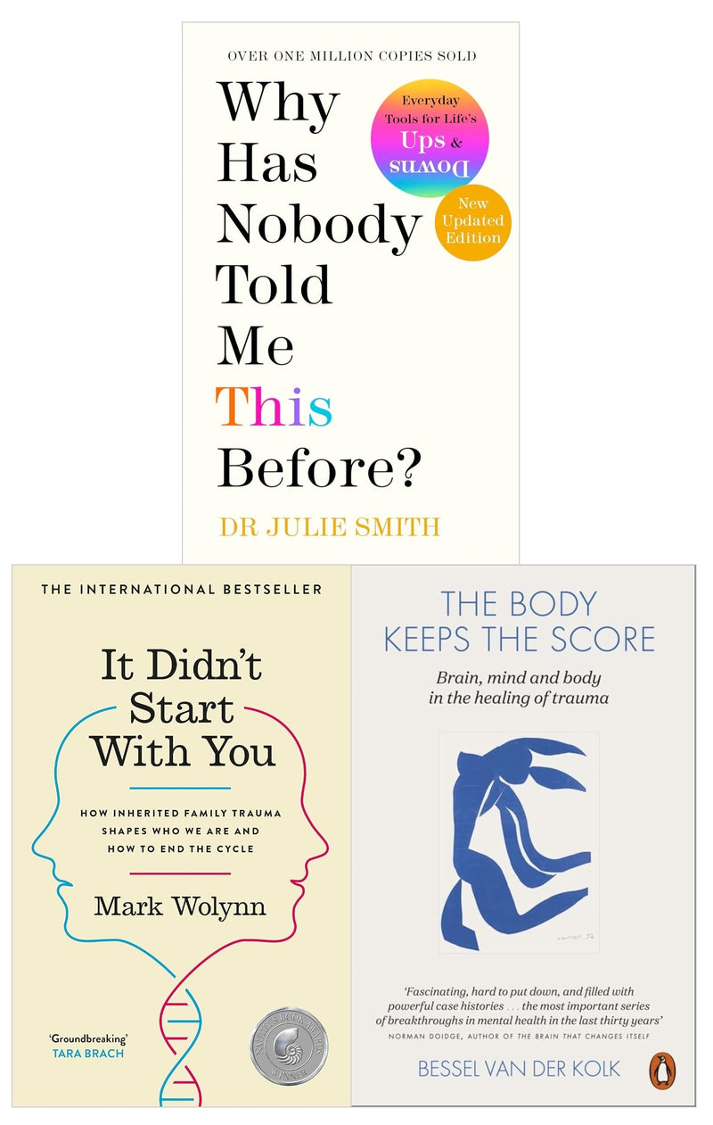 ["9780678467589", "and Body in the Healing of Trauma", "Bessel van der Kolk", "better mental health", "Brain", "Chronic pain", "Complementary therapies", "Dr Julie Smith", "Emotional Self Help", "Family & health", "General Medical Issues Guides", "generational trauma", "healing & health", "Healing of Trauma", "heals mind", "Health and Fitness", "health psychology", "It Didn't Start With You: How inherited family trauma shapes who we are and how to end the cycle", "Mark Wolynn", "Mark Wolynn books", "Mark Wolynn set", "mental healing", "Mental health", "mental health books", "Mental health services", "mental health skills", "Mind", "motivational self help", "non fiction text", "Obsessive thoughts", "Pathological Psychology", "Phobias", "popular psychology", "Practical & Motivational Self Help", "practical self help", "Psychiatry", "Psychology", "Psychology Books", "Self Help", "self help books", "Self Help Stress Management", "Self-help & personal development", "Spirit", "spiritual meditation", "The Body Keeps the Score", "The Body Keeps the Score : Brain", "Trauma", "Why Has Nobody Told Me This Before"]