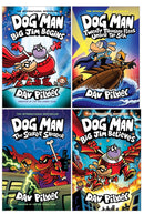 Dog Man Series 11-14 Collection 4 Books Set By Dav Pilkey (Twenty Thousand Fleas Under the Sea, The Scarlet Shedder, Big Jim Begins, Big Jim Believes)